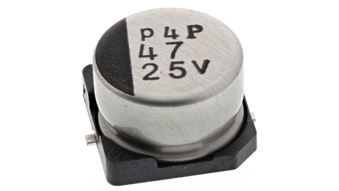 Condensador electrolítico Nichicon serie WT, 47μF, ±20%, 25V dc, mont. SMD, 8 (Dia.) x 5.4mm