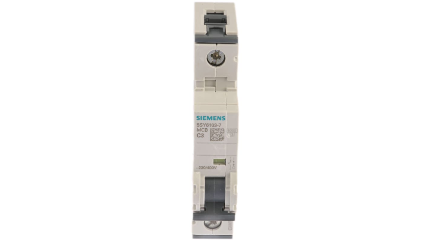 Siemens Sentron 5SY6 MCB, 1P, 3A Curve C, 230V AC, 72V DC, 6 kA Breaking Capacity