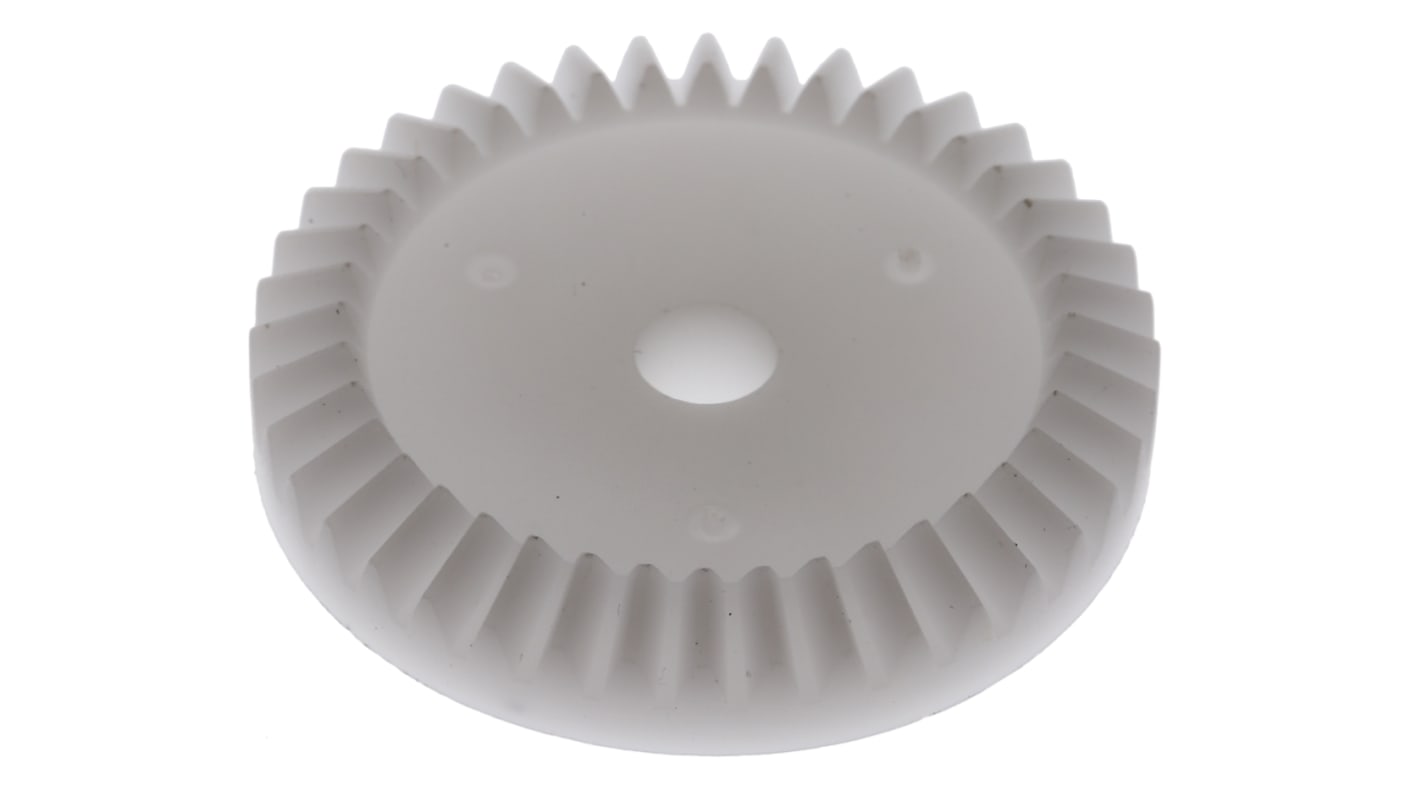 Ingranaggio conico in POM, modulo 0.8, 40 denti, foro int. 5mm, angolo di 20°, passo 0.8mm, 2:1