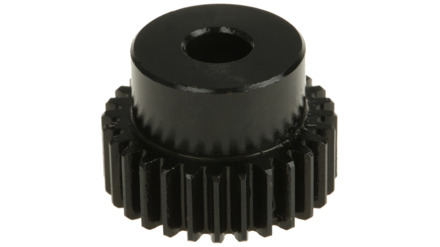 RS PRO Steel 28 Teeth Spur Gear, 1 Module, 8mm Bore Diam, 28mm Pitch Diam, 22mm Hub Diam