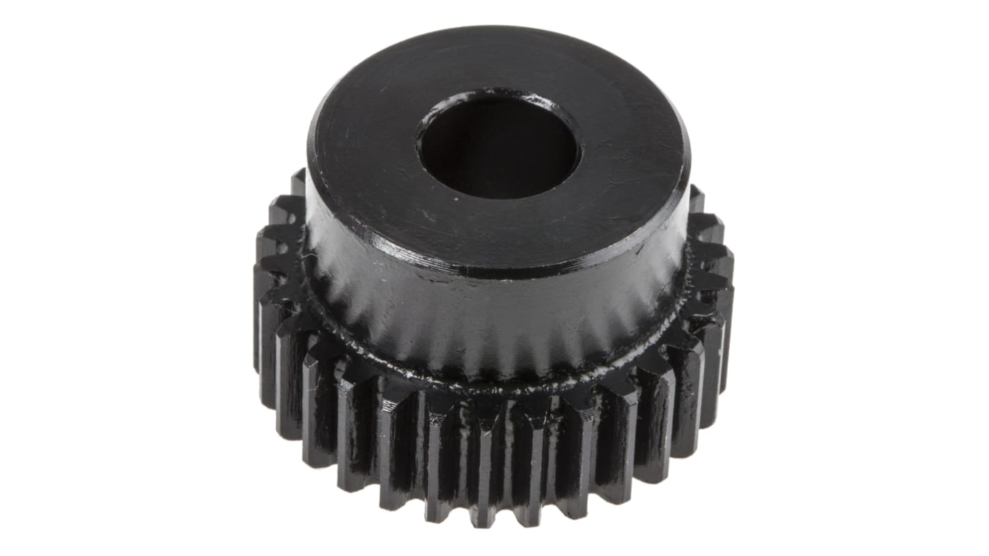 RS PRO Steel 30 Teeth Spur Gear, 1 Module, 10mm Bore Diam, 30mm Pitch Diam, 25mm Hub Diam