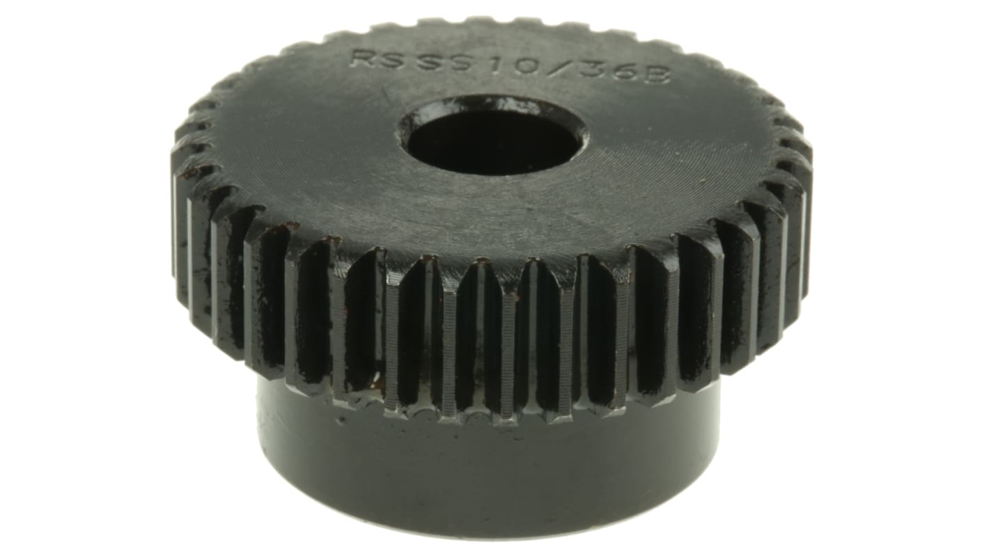 RS PRO Cylindrisk tandhjul, Stål, 36 tænder, 1 modul, 36mm delecirkel, navdia.: 28mm, boring: 10mm