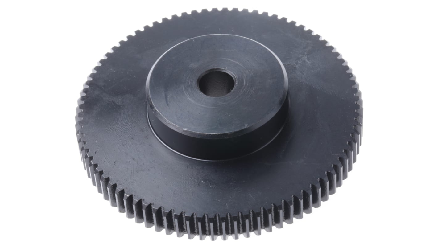 RS PRO Steel 80 Teeth Spur Gear, 1 Module, 10mm Bore Diam, 80mm Pitch Diam, 40mm Hub Diam