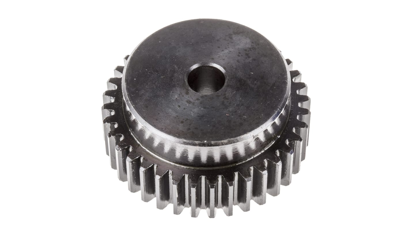 RS PRO Steel 36 Teeth Spur Gear, 1.5 Module, 10mm Bore Diam, 54mm Pitch Diam, 45mm Hub Diam