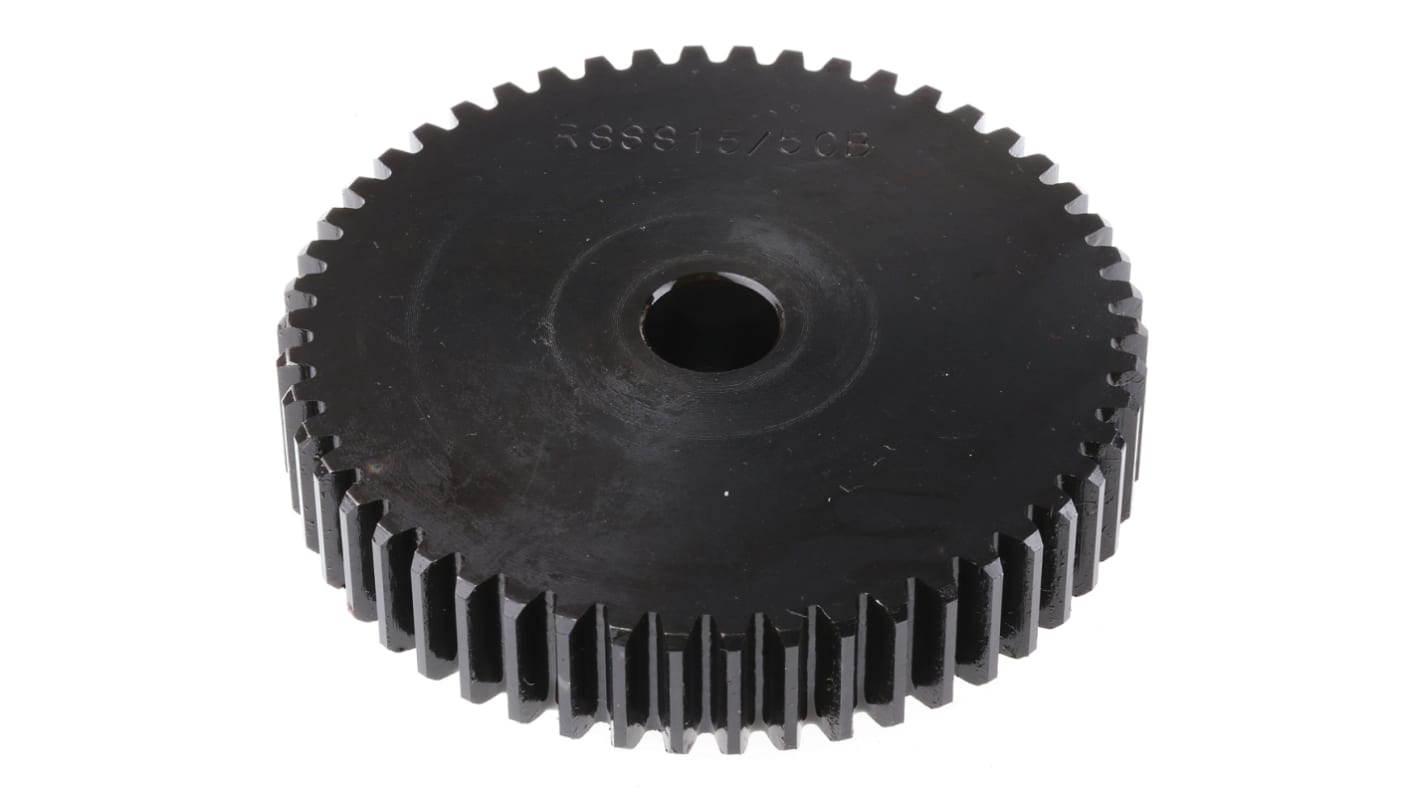 RS PRO Steel 50 Teeth Spur Gear, 1.5 Module, 12mm Bore Diam, 75mm Pitch Diam, 45mm Hub Diam