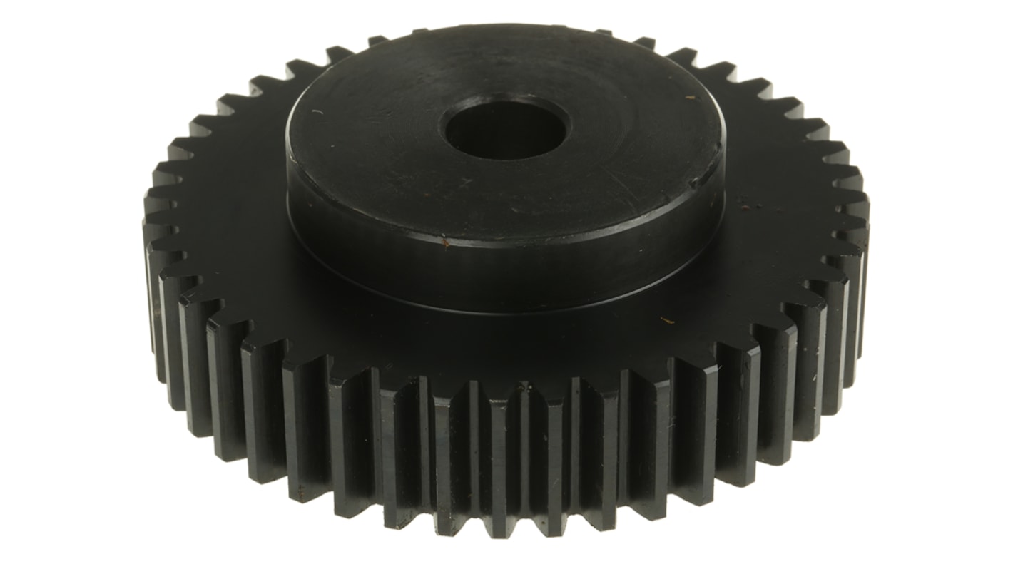 RS PRO Steel 44 Teeth Spur Gear, 2 Module, 15mm Bore Diam, 88mm Pitch Diam, 55mm Hub Diam