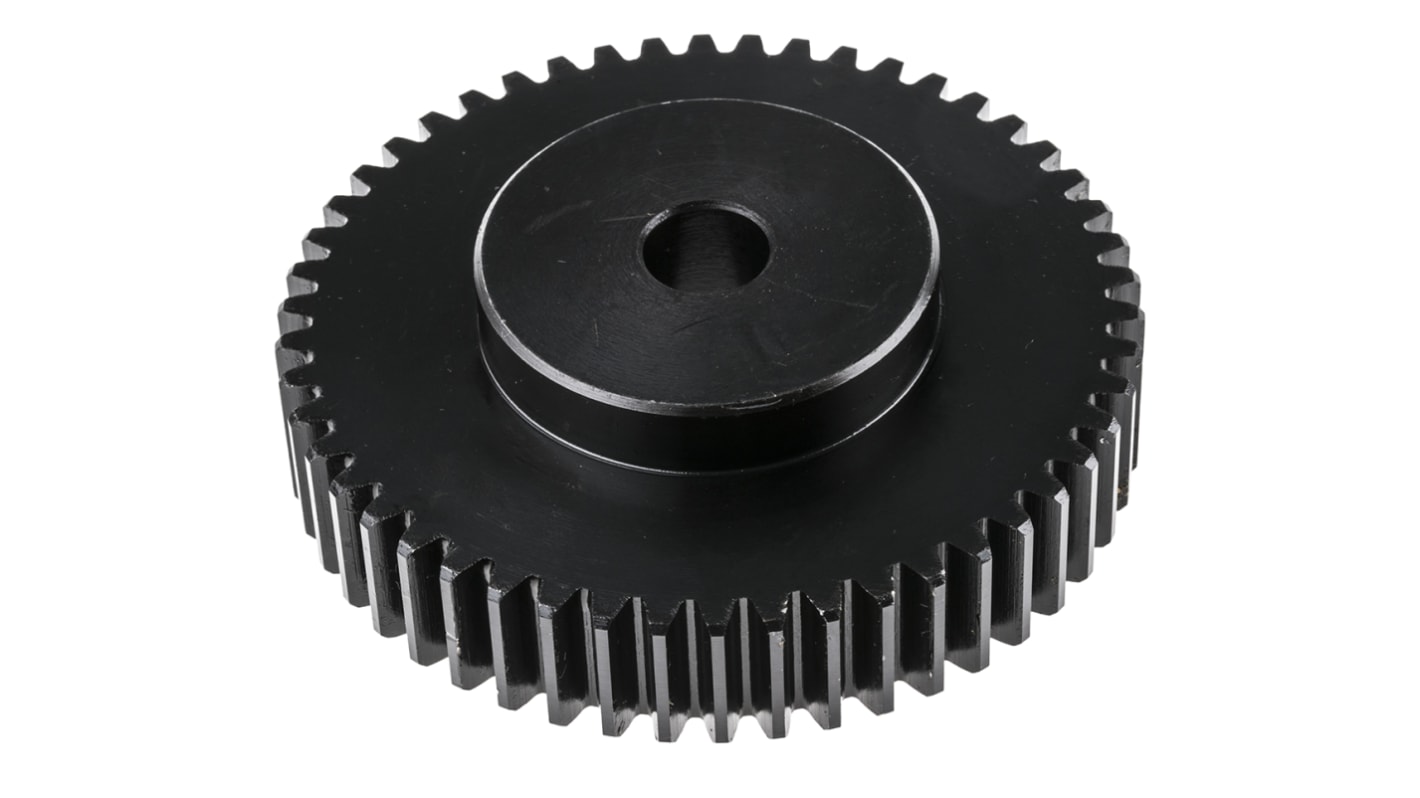 RS PRO Steel 50 Teeth Spur Gear, 2 Module, 15mm Bore Diam, 100mm Pitch Diam, 55mm Hub Diam