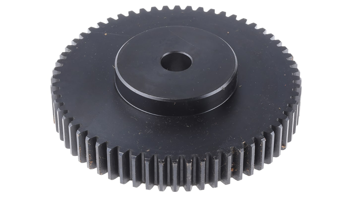 RS PRO Steel 60 Teeth Spur Gear, 2 Module, 15mm Bore Diam, 120mm Pitch Diam, 60mm Hub Diam