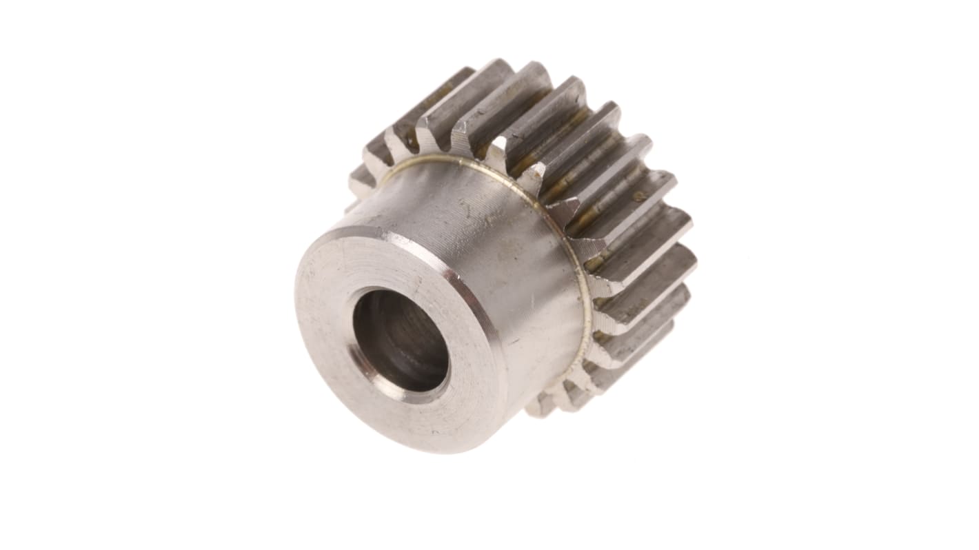 RS PRO Stainless Steel 22 Teeth Spur Gear, 1 Module, 8mm Bore Diam, 22mm Pitch Diam, 18mm Hub Diam