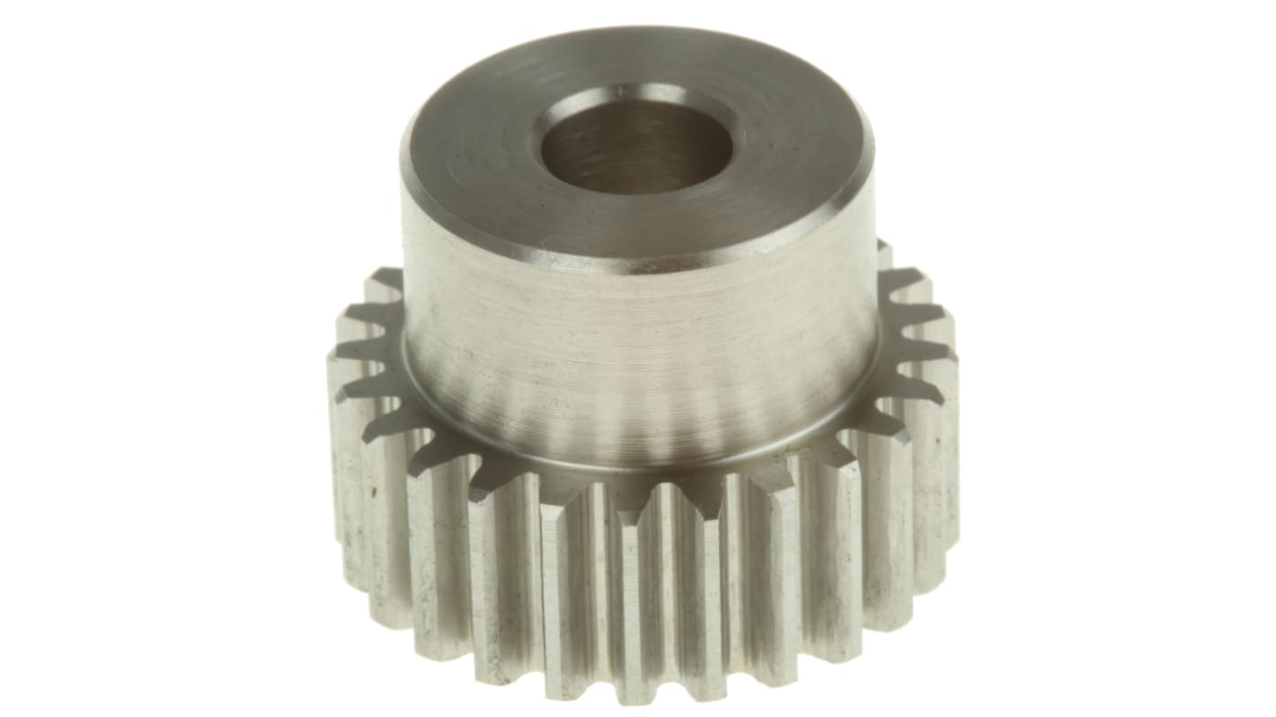 Ingranaggio cilindrico RS PRO, modulo 1, 25 denti, passo Ø 25mm, semigiunto Ø 20mm, foro Ø 8mm, in Acciaio inox