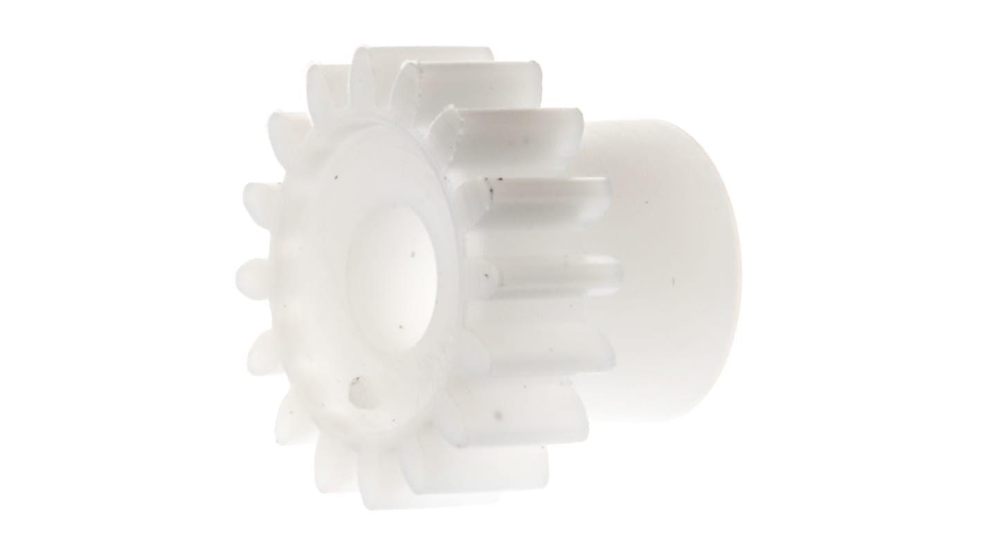 Ingranaggio cilindrico RS PRO, modulo 0.5, 16 denti, passo Ø 8mm, semigiunto Ø 6mm, foro Ø 3mm, in POM