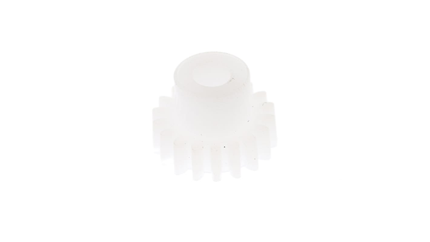 Ingranaggio cilindrico RS PRO, modulo 0.5, 18 denti, passo Ø 9mm, semigiunto Ø 6mm, foro Ø 3mm, in POM