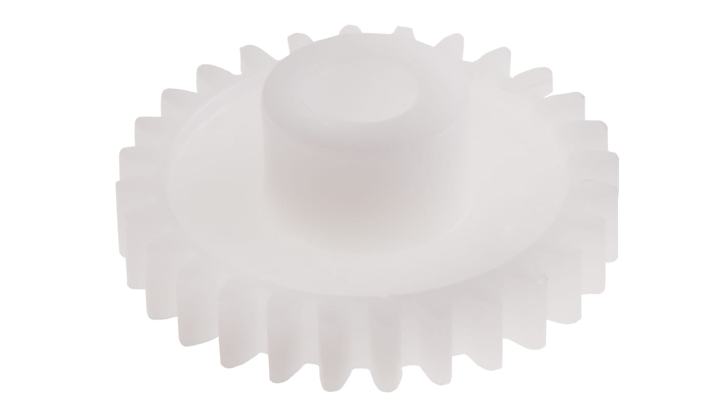 RS PRO POM 25 Teeth Spur Gear, 0.5 Module, 4mm Bore Diam, 12.5mm Pitch Diam, 8mm Hub Diam