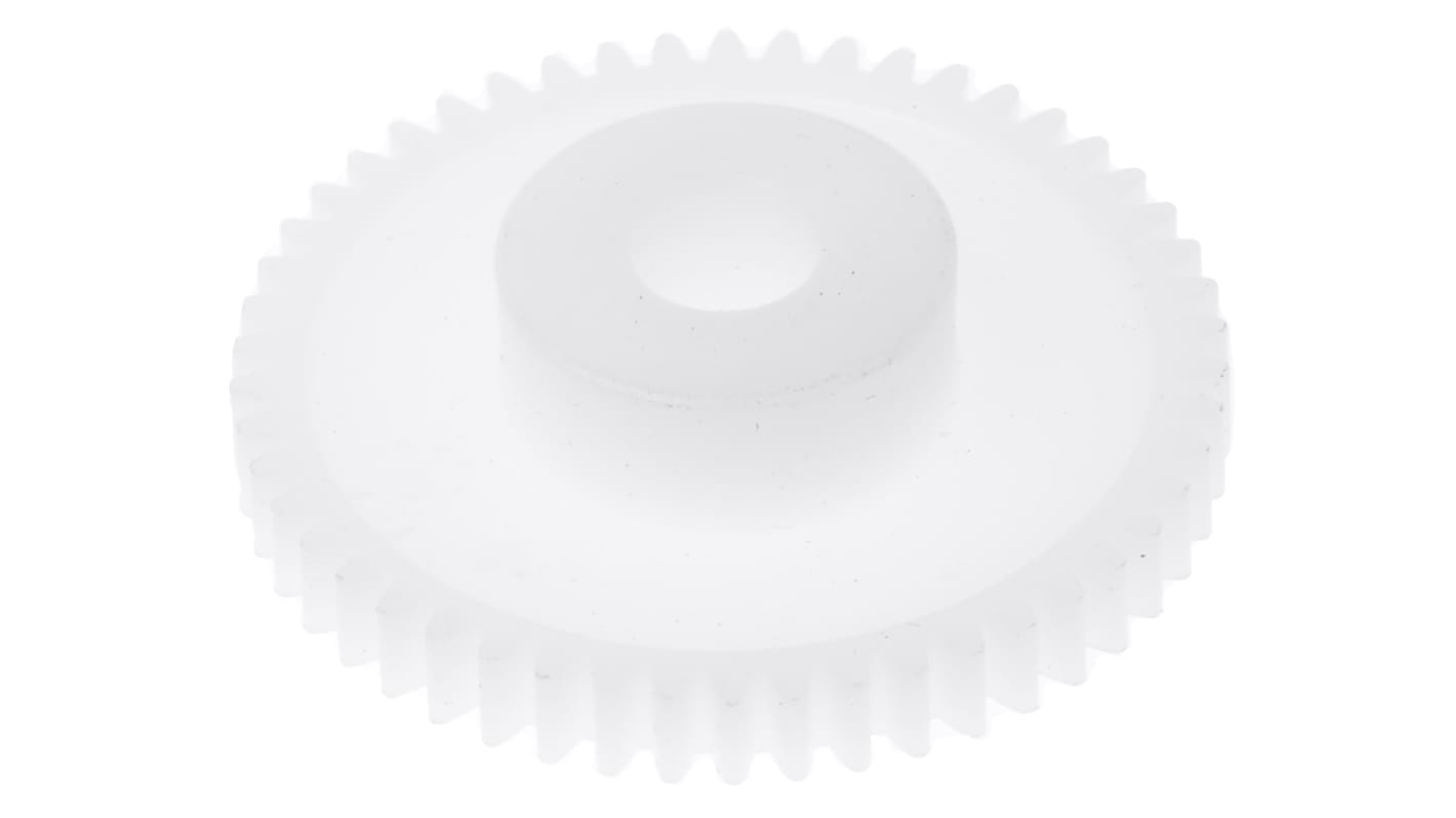 RS PRO POM 50 Teeth Spur Gear, 0.5 Module, 5mm Bore Diam, 25mm Pitch Diam, 12mm Hub Diam