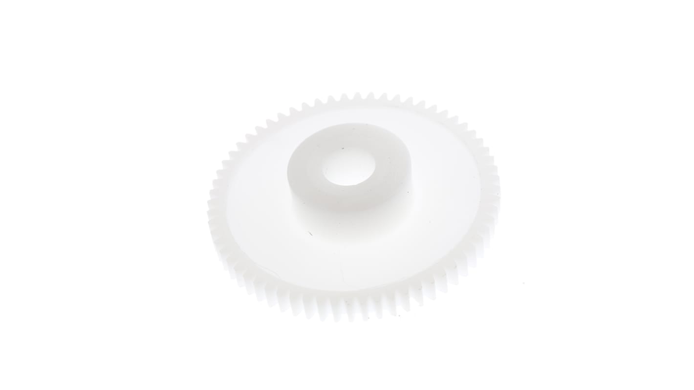 RS PRO POM 64 Teeth Spur Gear, 0.5 Module, 6mm Bore Diam, 32mm Pitch Diam, 14mm Hub Diam