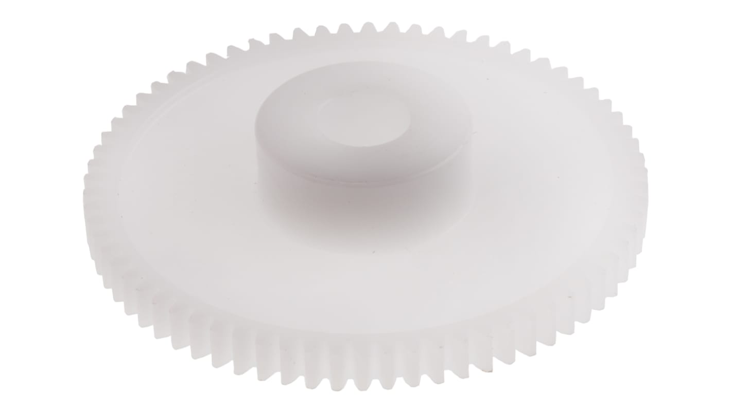 Ingranaggio cilindrico RS PRO, modulo 0.5, 70 denti, passo Ø 35mm, semigiunto Ø 14mm, foro Ø 6mm, in POM