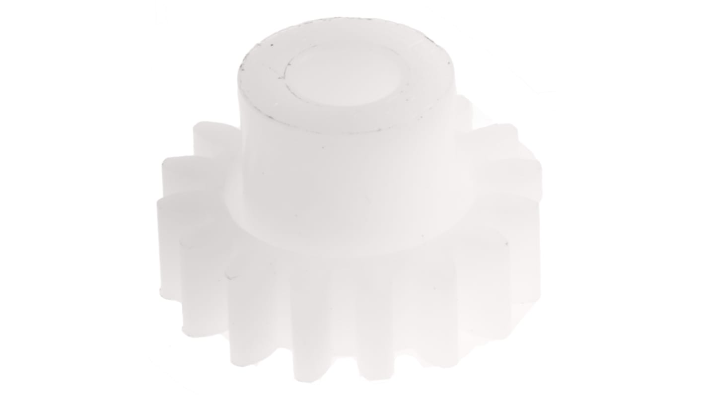 RS PRO POM 16 Teeth Spur Gear, 0.8 Module, 4mm Bore Diam, 12.8mm Pitch Diam, 8mm Hub Diam