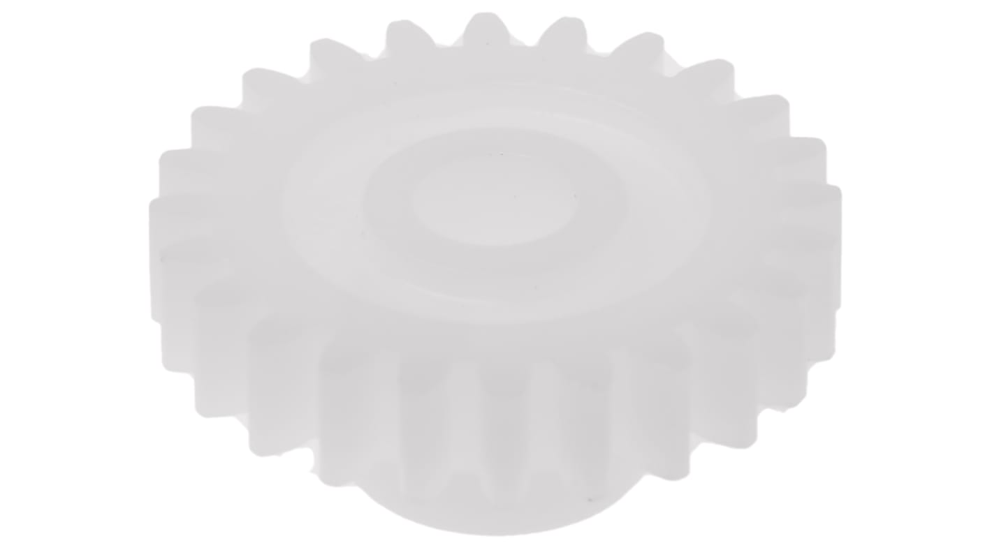 Ingranaggio cilindrico RS PRO, modulo 0.8, 24 denti, passo Ø 19.2mm, semigiunto Ø 10mm, foro Ø 5mm, in POM