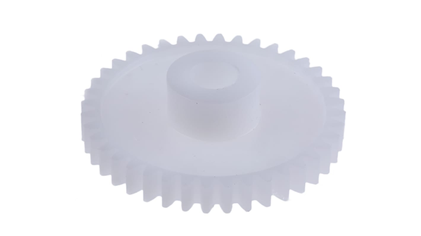 RS PRO POM 40 Teeth Spur Gear, 0.8 Module, 6mm Bore Diam, 32mm Pitch Diam, 12mm Hub Diam