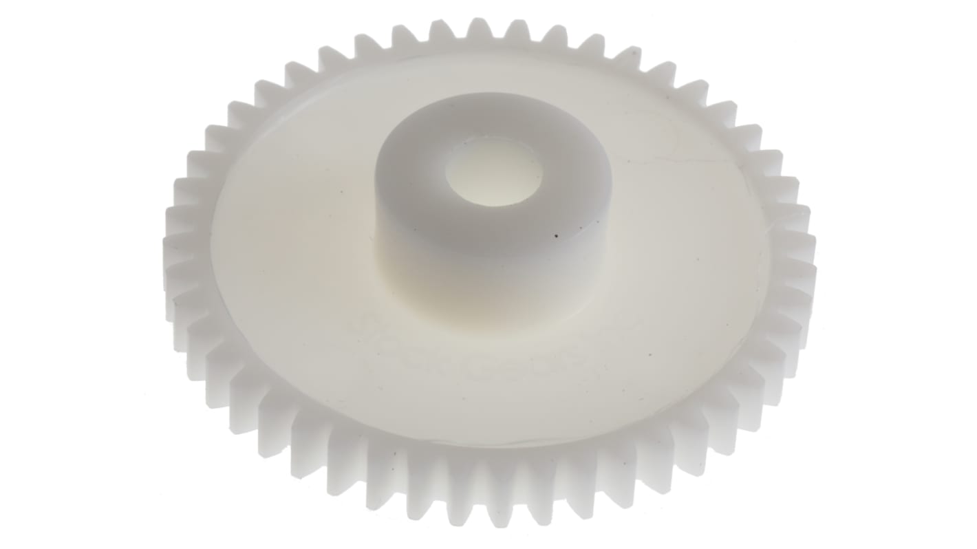 RS PRO POM 48 Teeth Spur Gear, 0.8 Module, 6mm Bore Diam, 38.4mm Pitch Diam, 14.5mm Hub Diam