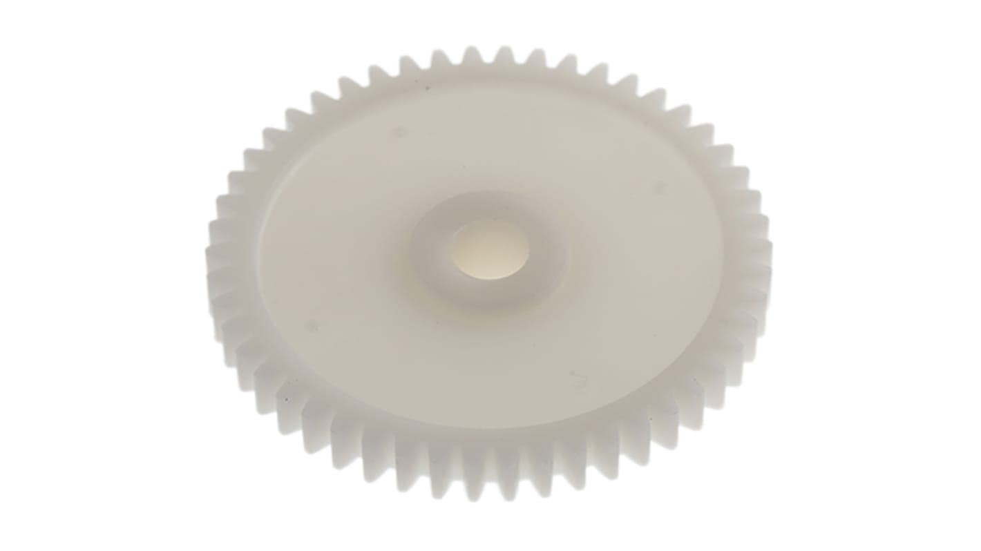 RS PRO Cylindrisk tandhjul, POM, 50 tænder, 0.8 modul, 40mm delecirkel, navdia.: 14.5mm, boring: 6mm