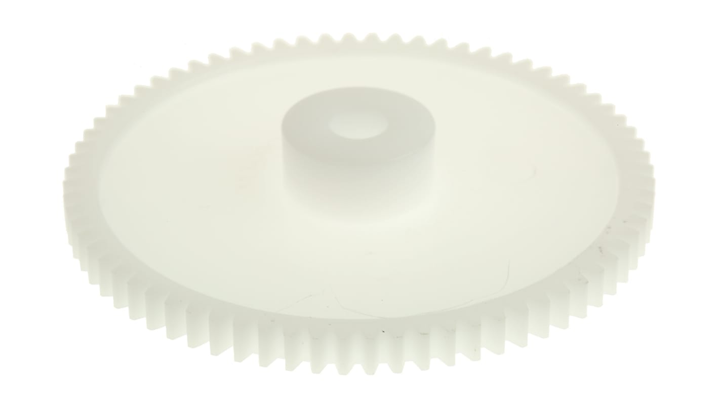 Ingranaggio cilindrico RS PRO, modulo 0.8, 72 denti, passo Ø 57.6mm, semigiunto Ø 15.5mm, foro Ø 6mm, in POM