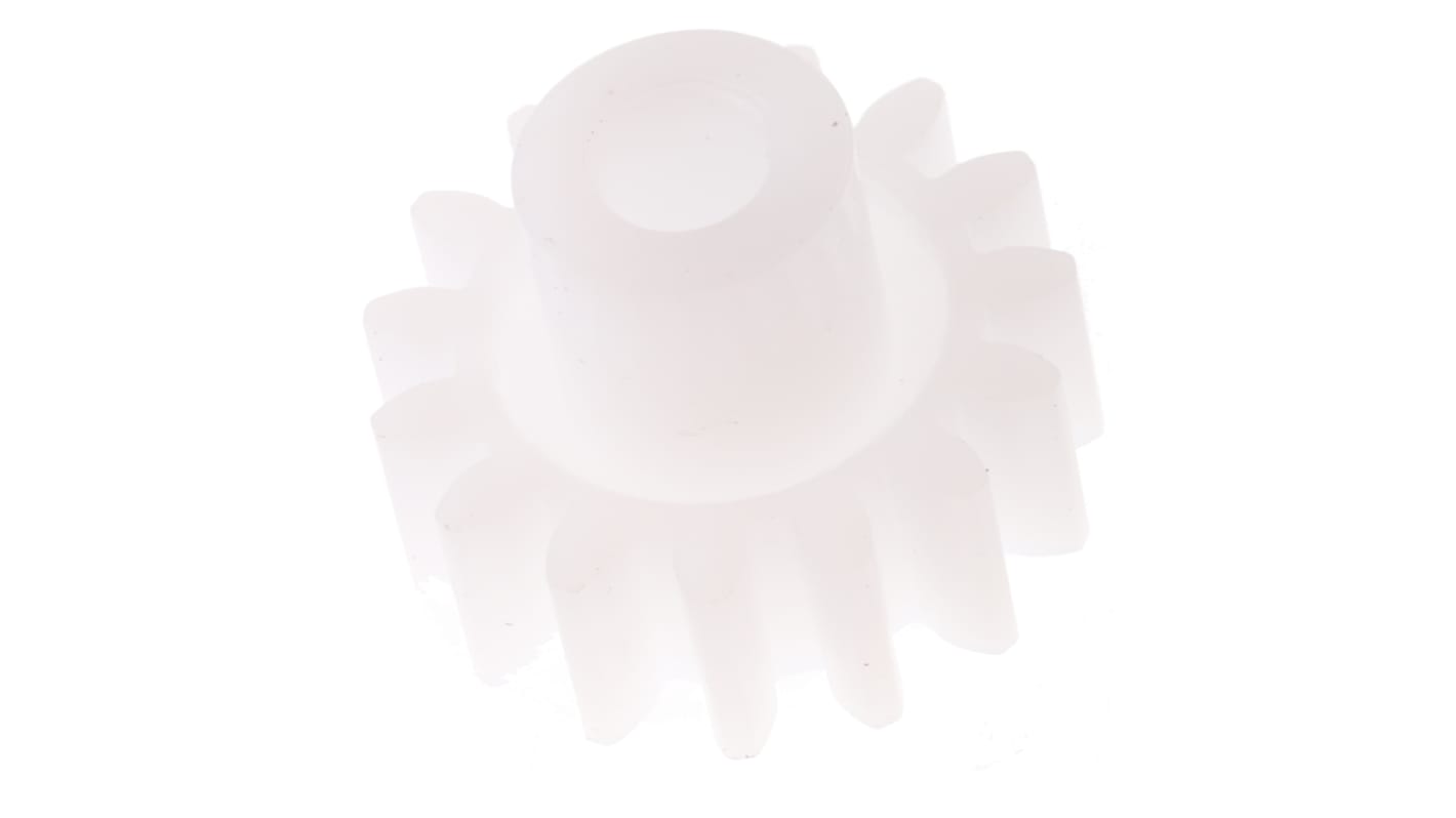 Ingranaggio cilindrico RS PRO, modulo 1, 15 denti, passo Ø 15mm, semigiunto Ø 8mm, foro Ø 4mm, in POM