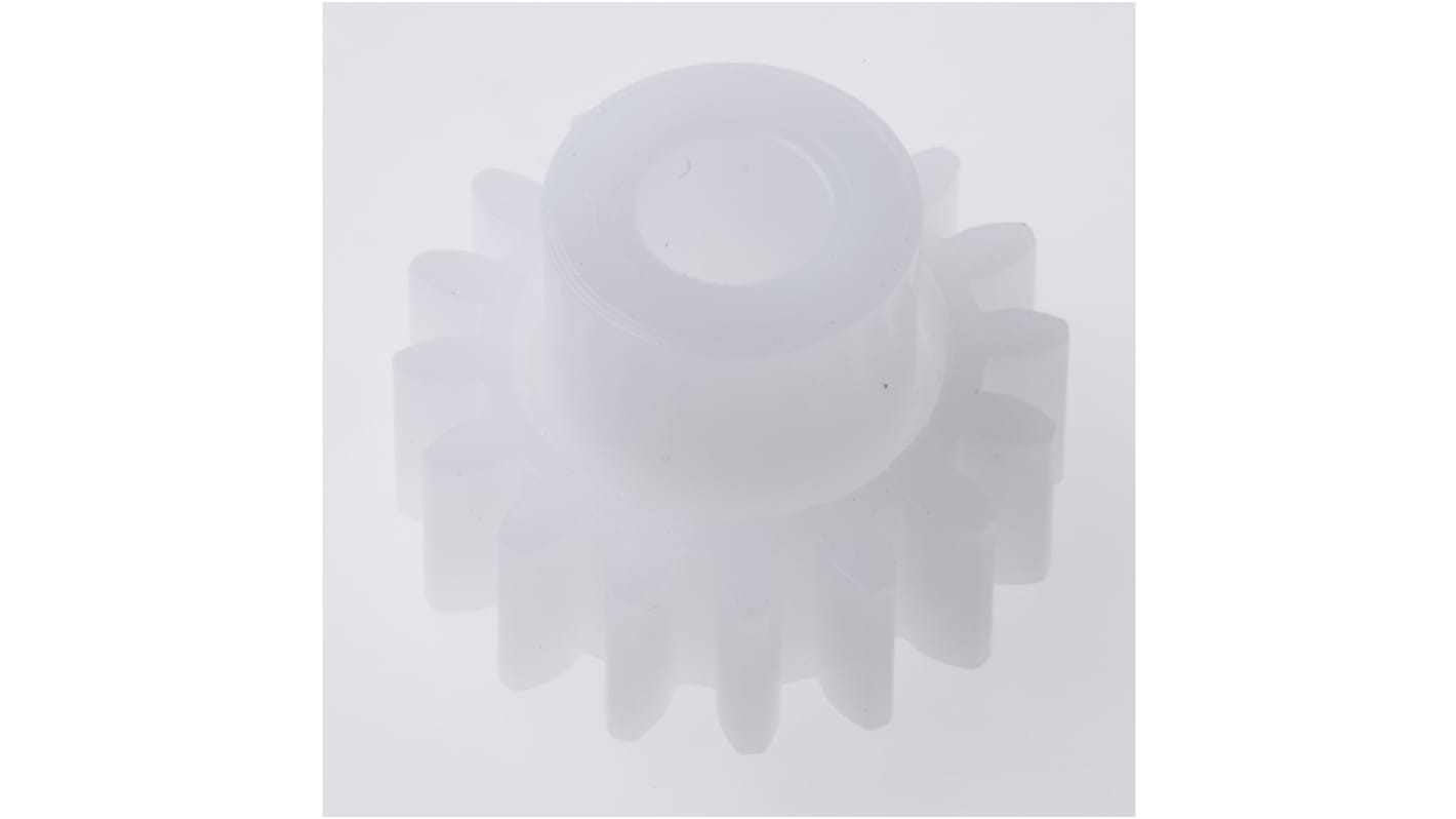 RS PRO Cylindrisk tandhjul, POM, 16 tænder, 1 modul, 16mm delecirkel, navdia.: 10mm, boring: 5mm