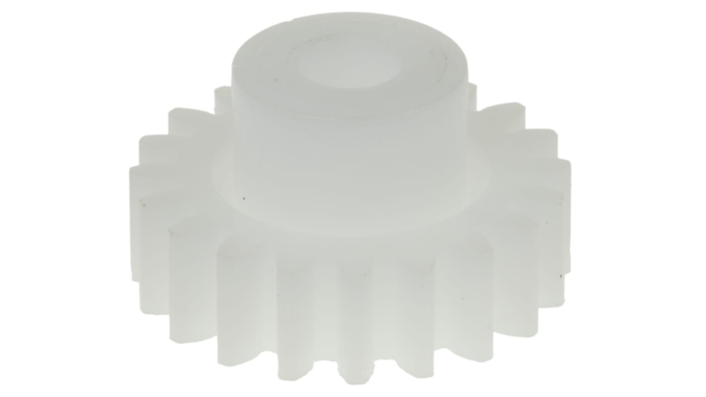 Ingranaggio cilindrico RS PRO, modulo 1, 20 denti, passo Ø 20mm, semigiunto Ø 11.7mm, foro Ø 5mm, in POM