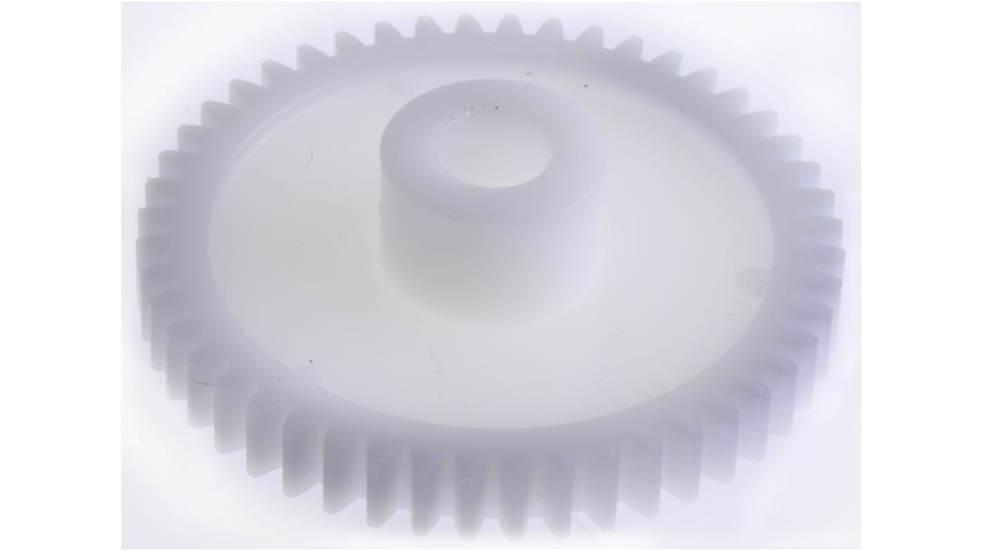 Ingranaggio cilindrico RS PRO, modulo 1, 48 denti, passo Ø 48mm, semigiunto Ø 16mm, foro Ø 8mm, in POM