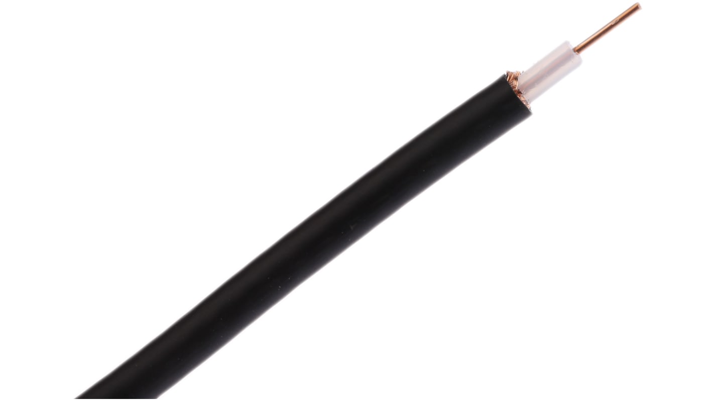 Cable coaxial URM43 Belden, 50 Ω, long. 100m, funda de , funda de PVC Negro