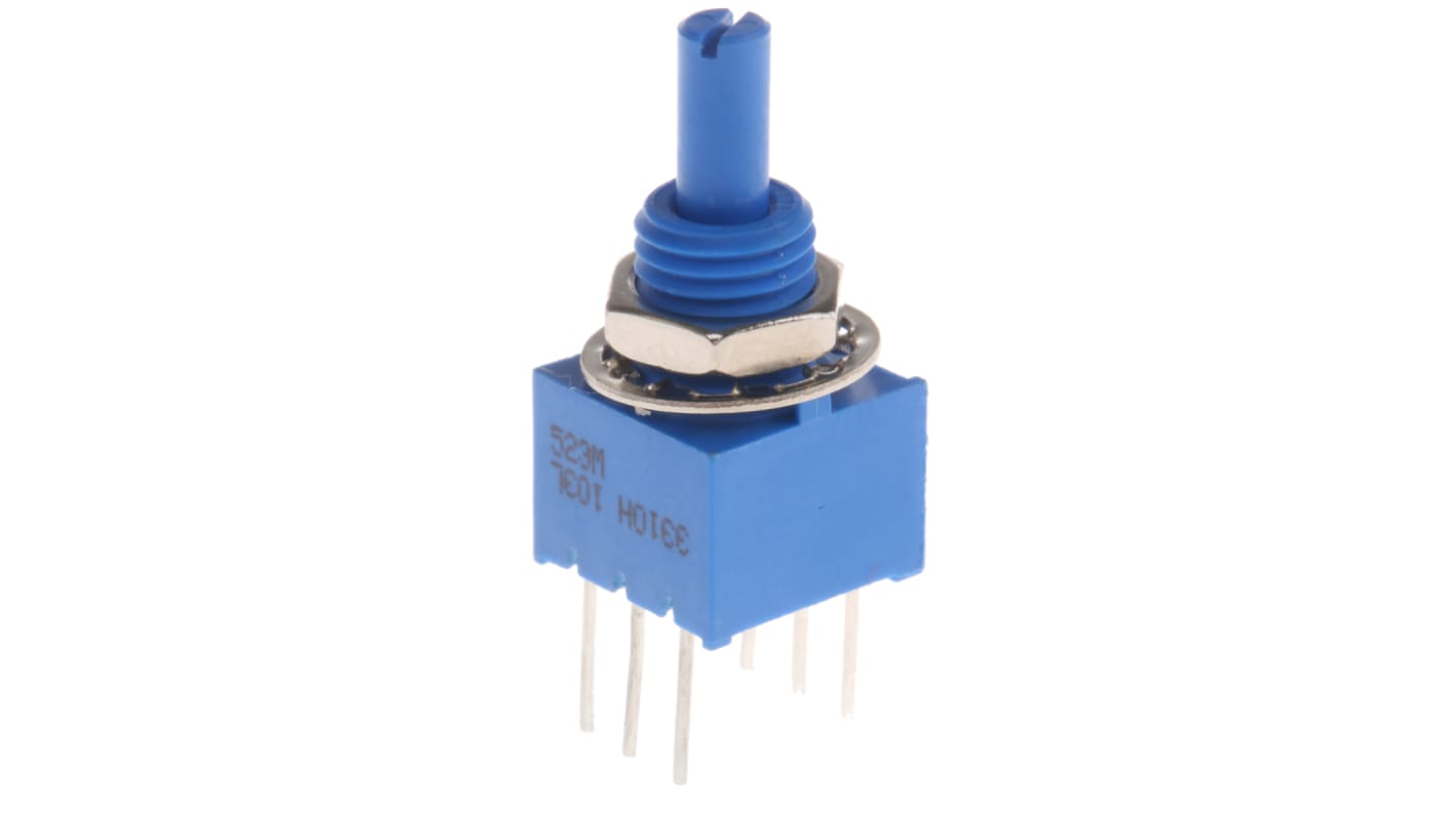 Bourns 3310 THT, Tafelmontage  Dreh Potentiometer 10kΩ ±20% / 0.25W / 2 Ausbrüche, Schaft-Ø 3,18 mm