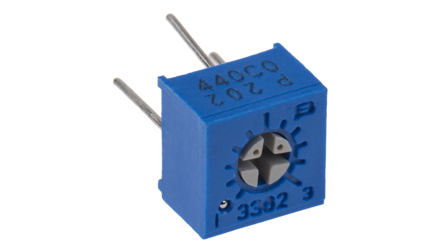 2kΩ, Through Hole Trimmer Potentiometer 0.5W Top Adjust Bourns, 3362