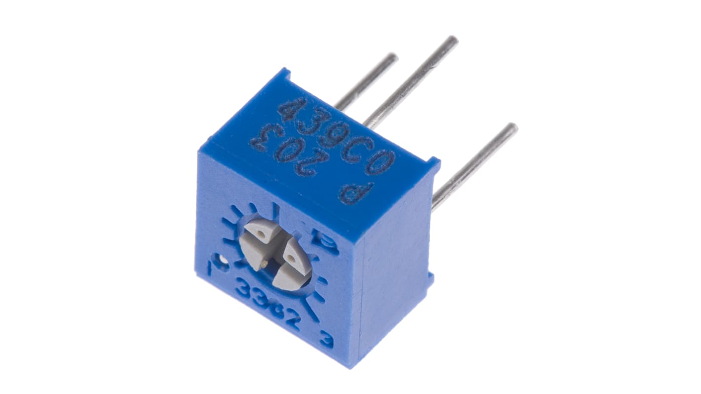 Bourns 3362 1-Gang THT Trimmer-Potentiometer, Einstellung von oben, 20kΩ, ±10%, 0.5W, Pin, L. 6.6mm