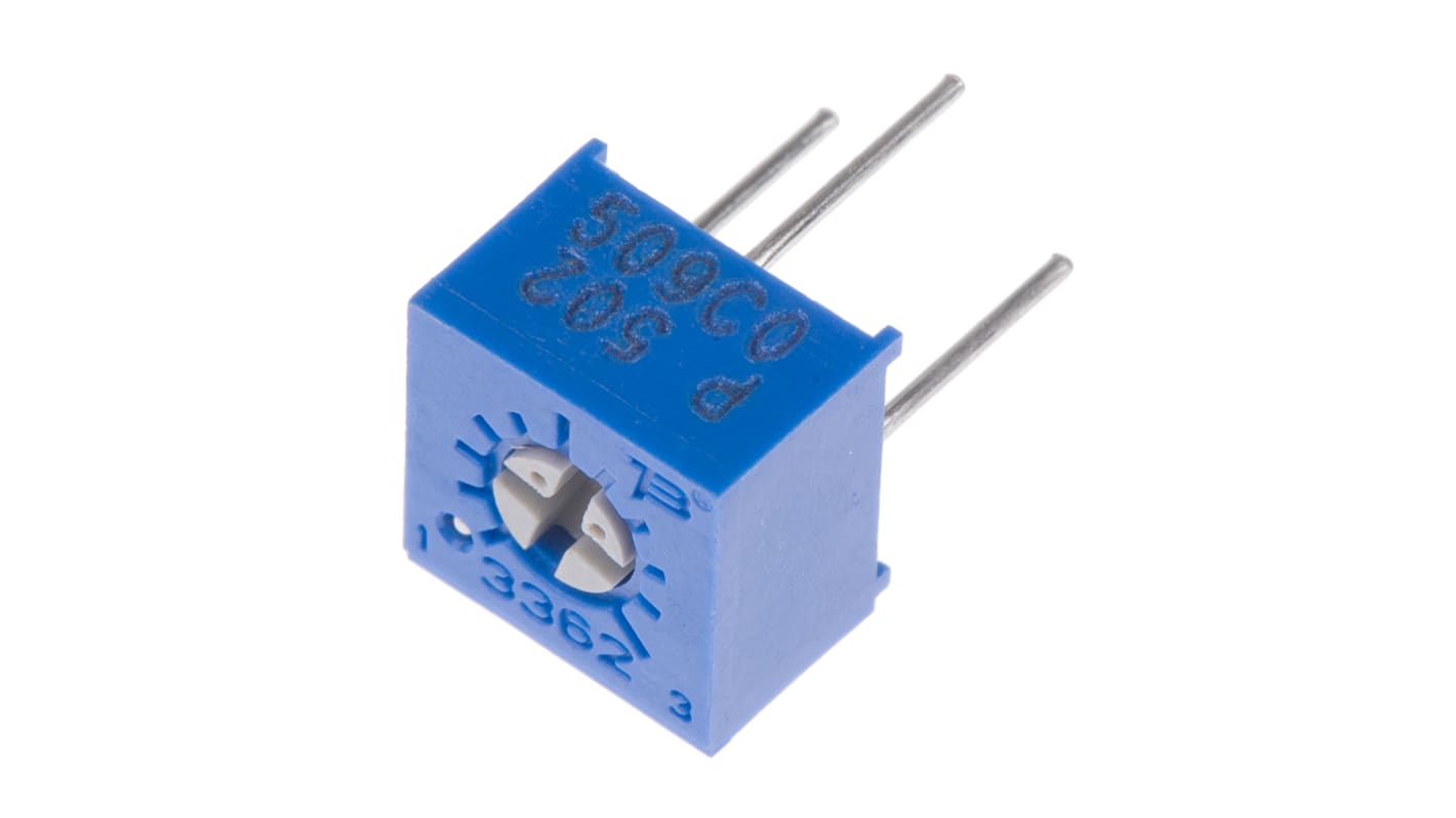 Bourns 3362 1-Gang THT Trimmer-Potentiometer, Einstellung von oben, 5kΩ, ±10%, 0.5W, Pin, L. 6.6mm