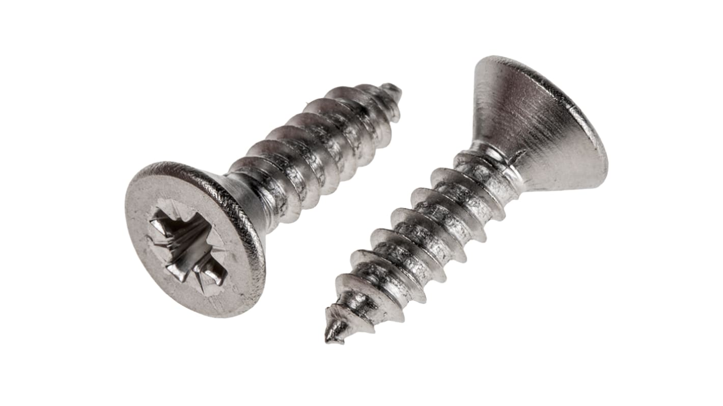 Tornillo autorroscante de cabeza avellanada con huella Pozidriv RS PRO, rosca UTS 8, long. 13mm, de acero inox