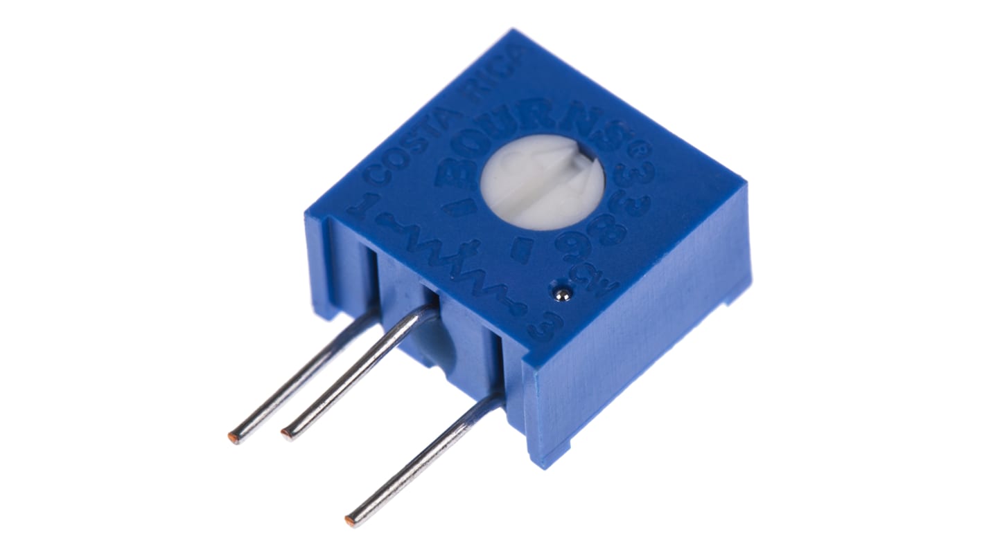 Potenciómetro para PCB Bourns serie 3386, 10kΩ máximo, ±10%, ±100ppm/°C, 0.5W, Montaje en orificio pasante