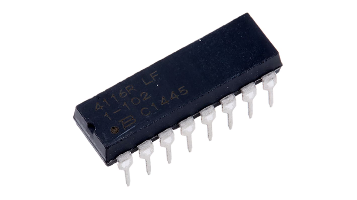 Bourns, 4100R 1kΩ ±2% Isolated Resistor Array, 8 Resistors, 2.25W total, DIP, Through Hole