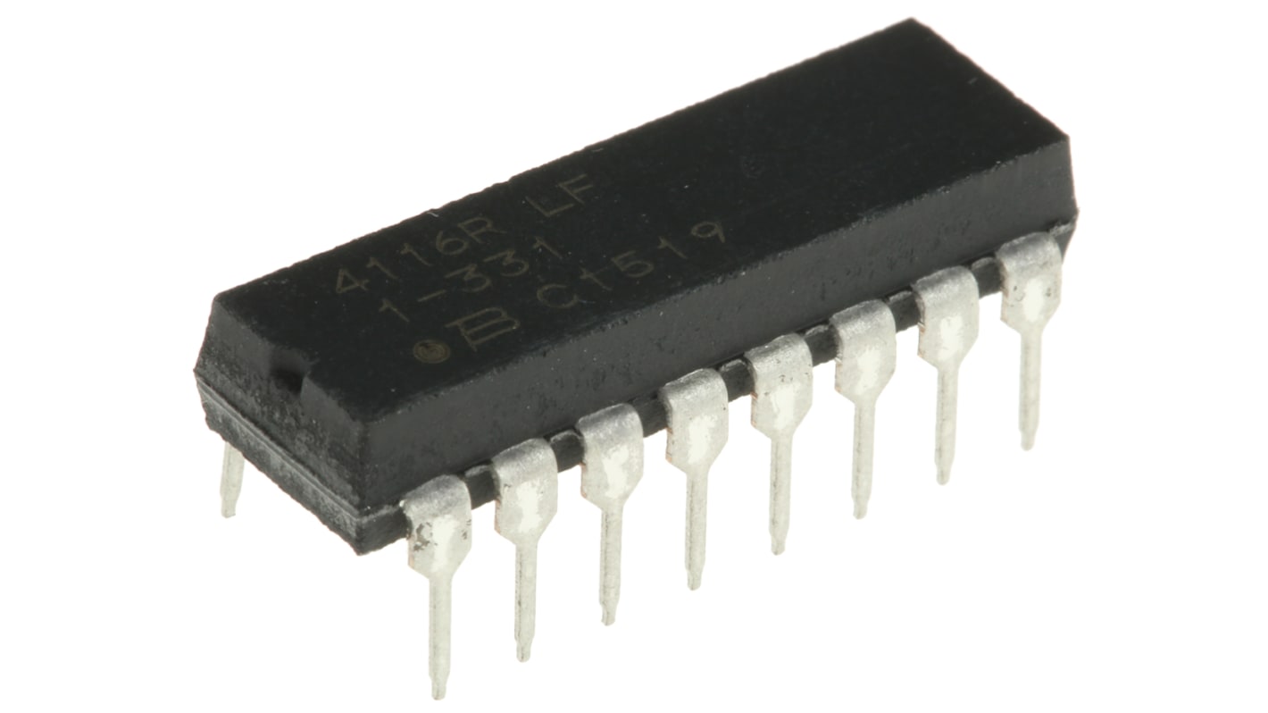 Bourns, 4100R 330Ω ±2% Isolated Resistor Array, 8 Resistors, 2.25W total, DIP, Through Hole