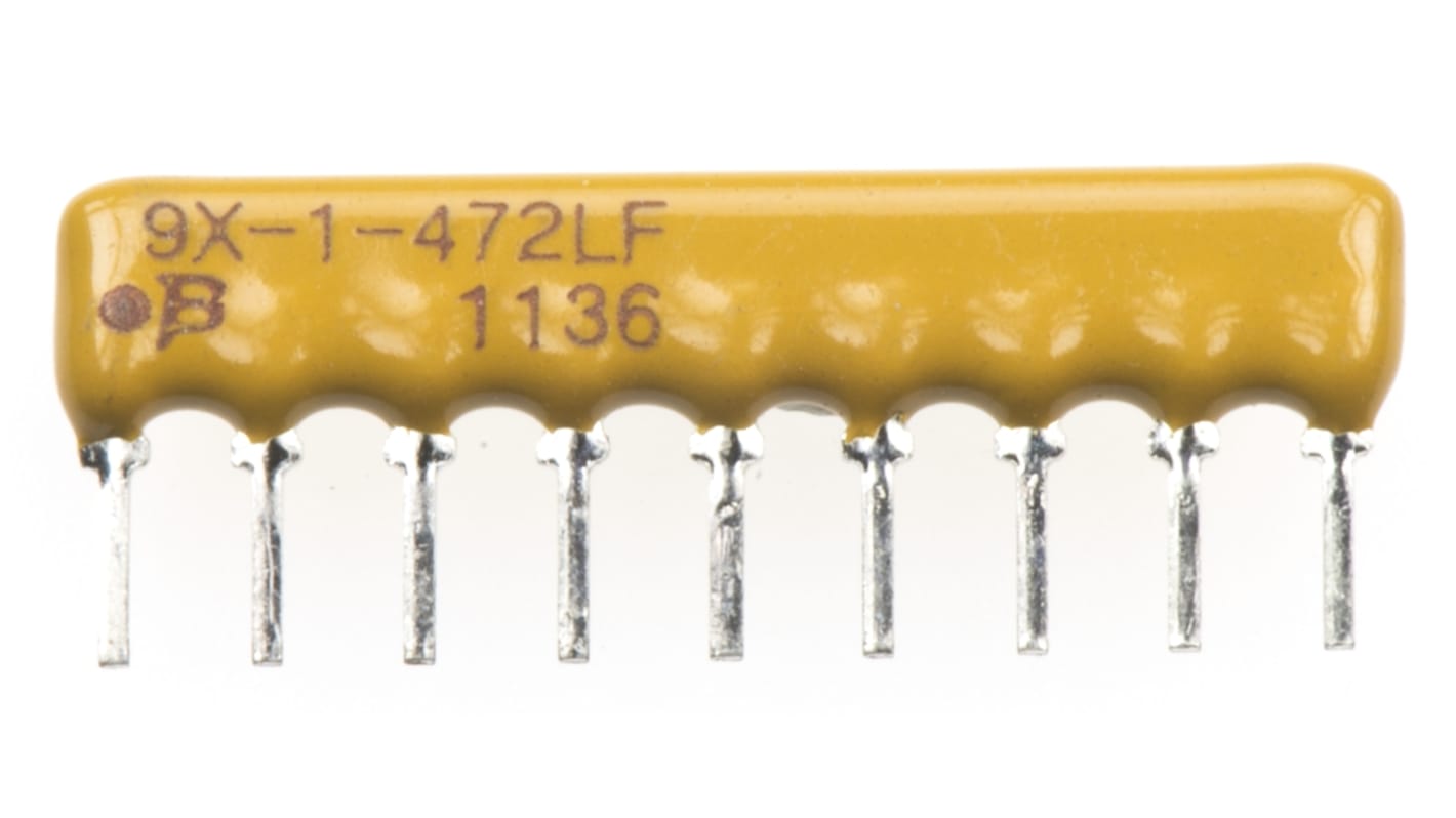 Matriz de resistencias Bourns, 4.7kΩ, ±2%, BUS, 8 resistencias, 1.13W, SIP, Serie 4600X, Montaje en orificio pasante