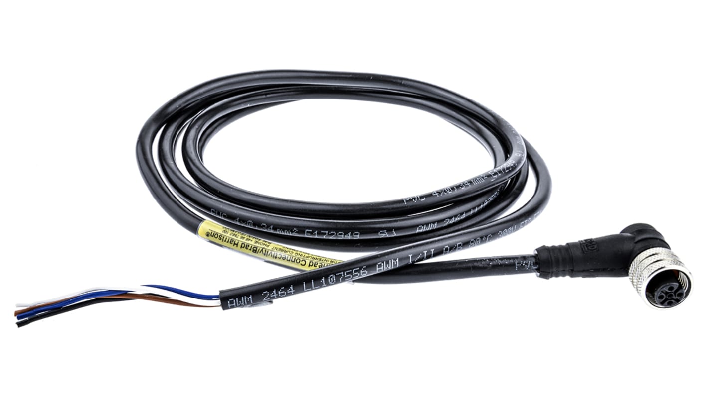 Cable de conexión Brad from Molex, con. A M12 Hembra, 4 polos, con. B Sin terminación, cod.: A, long. 2m, 250 V, 4 A,