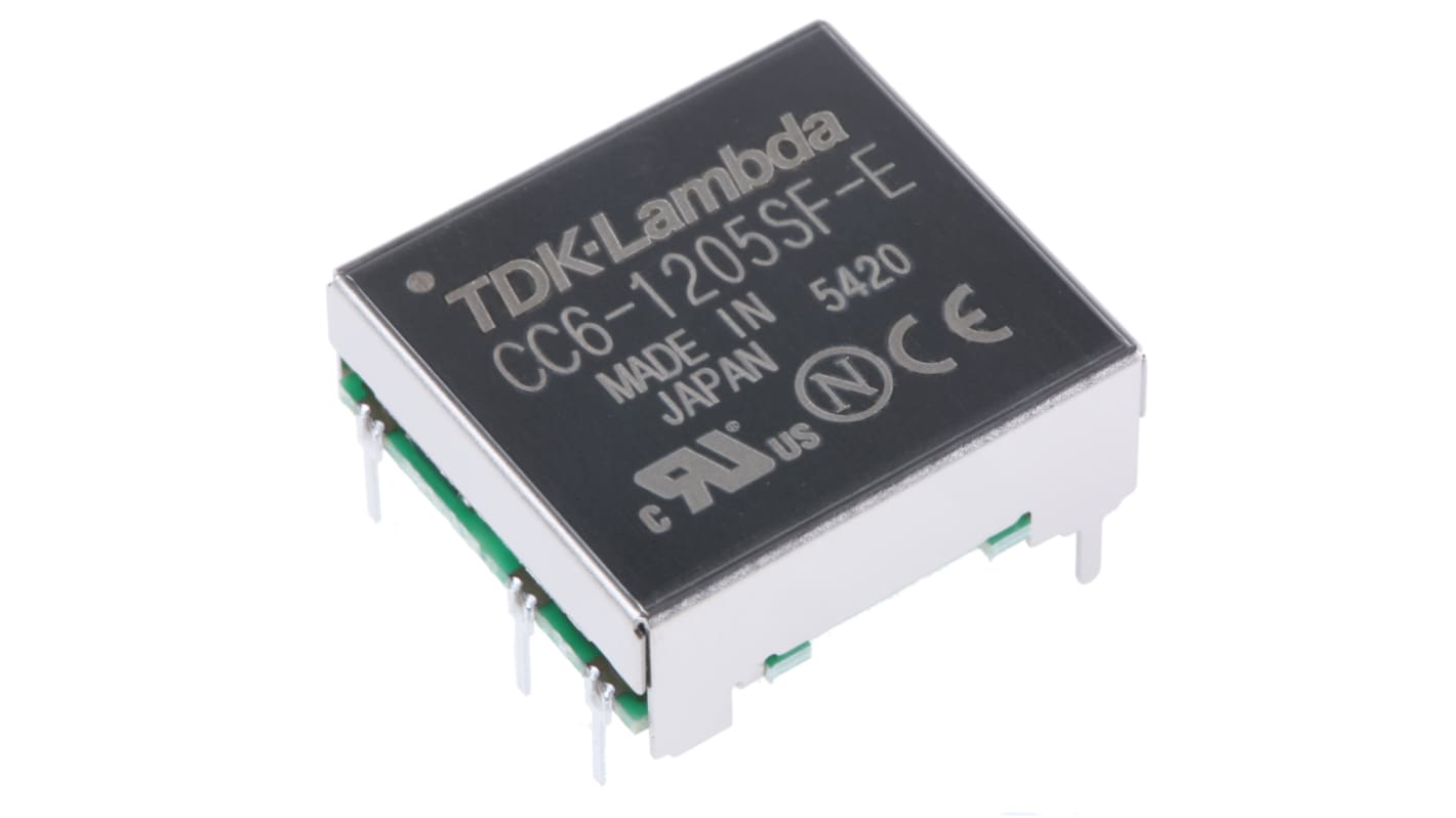 TDK-Lambda DC-DC Converter, 5V dc/ 1.2A Output, 9 → 18 V dc Input, 6W, Through Hole, +85°C Max Temp -40°C Min