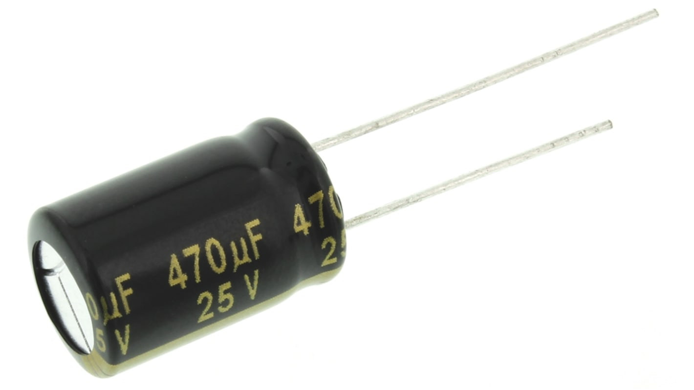 Panasonic FM-A, THT Aluminium-Elektrolyt Kondensator 470μF ±20% / 25V dc, Ø 10mm x 16mm, bis 105°C