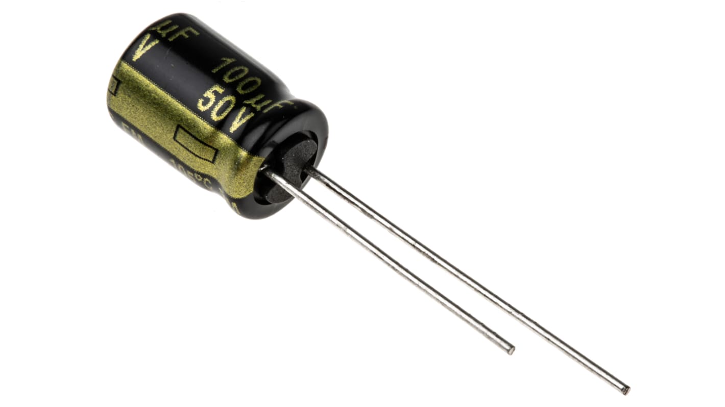 Panasonic 100μF Aluminium Electrolytic Capacitor 50V dc, Radial, Through Hole - EEUFM1H101