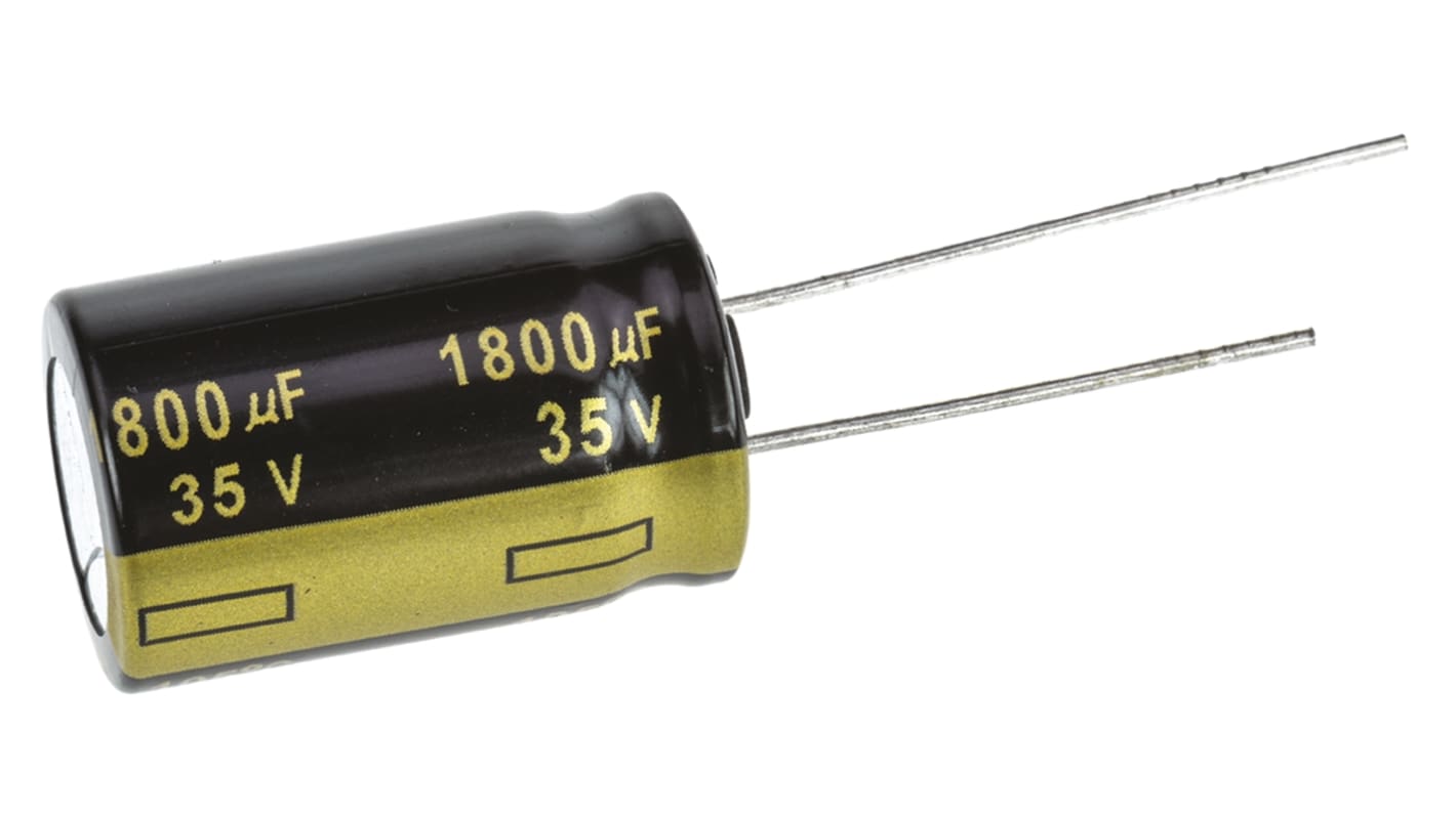 Panasonic 1800μF Aluminium Electrolytic Capacitor 35V dc, Radial, Through Hole - EEUFM1V182