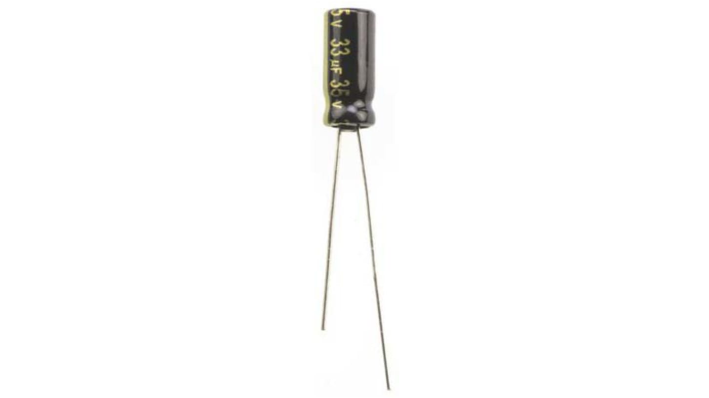 Panasonic FM-A, THT Aluminium-Elektrolyt Kondensator 33μF ±20% / 35V dc, Ø 5mm x 11mm, bis 105°C