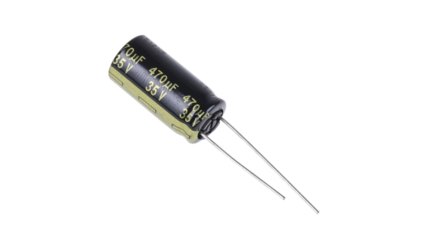 Panasonic 470μF Aluminium Electrolytic Capacitor 35V dc, Radial, Through Hole - EEUFM1V471