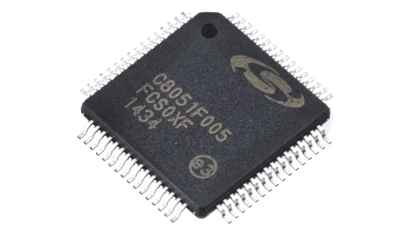 Microcontrolador Silicon Labs C8051F005-GQ, núcleo 8051 de 8bit, RAM 2,304 kB, 25MHZ, TQFP de 64 pines