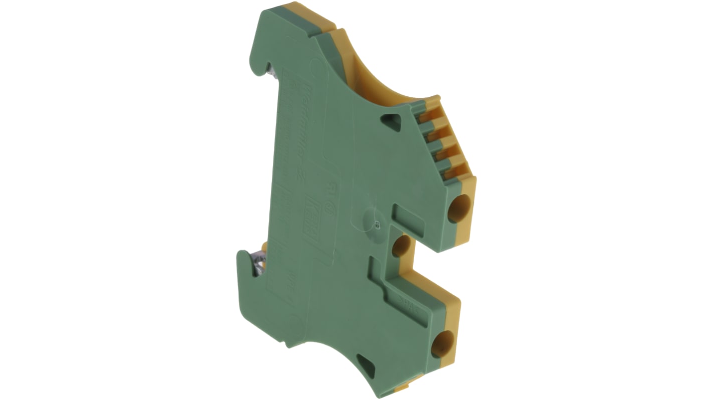 1010100000 Weidmuller 2Way WPE 4 Earth Terminal Block, 10 → 22 AWG