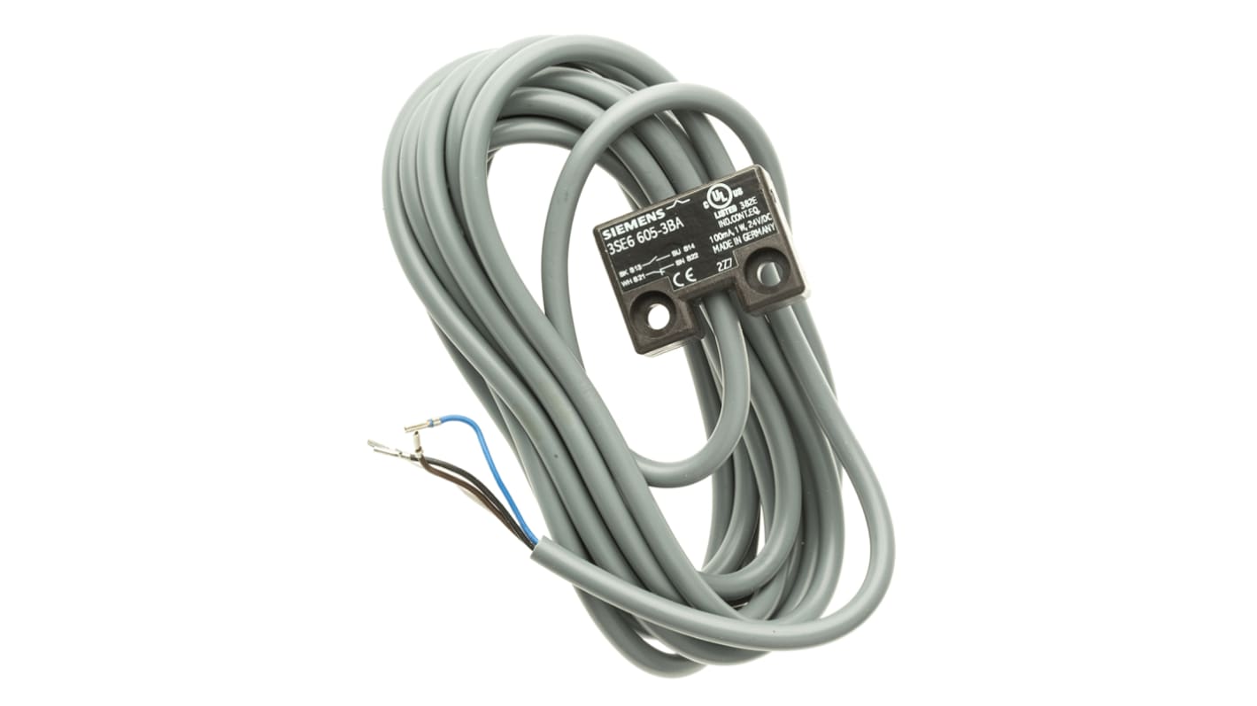 Interruttore di sicurezza senza contatto Siemens 3SE6, 24V cc, 1NA/1NC, Cavo da 3 m